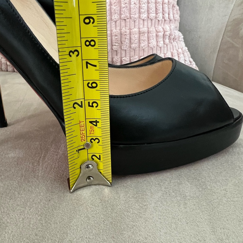 Black Classic Christian Louboutin Yoyo Zappa Calf Peep Toe Pumps Size 41.5 - Picture 6 of 9
